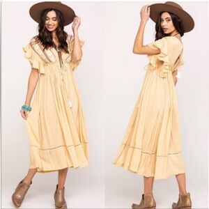 Free‎ People Bali Will Wait For You Embroidered Dress L Boho Cottagecore Western